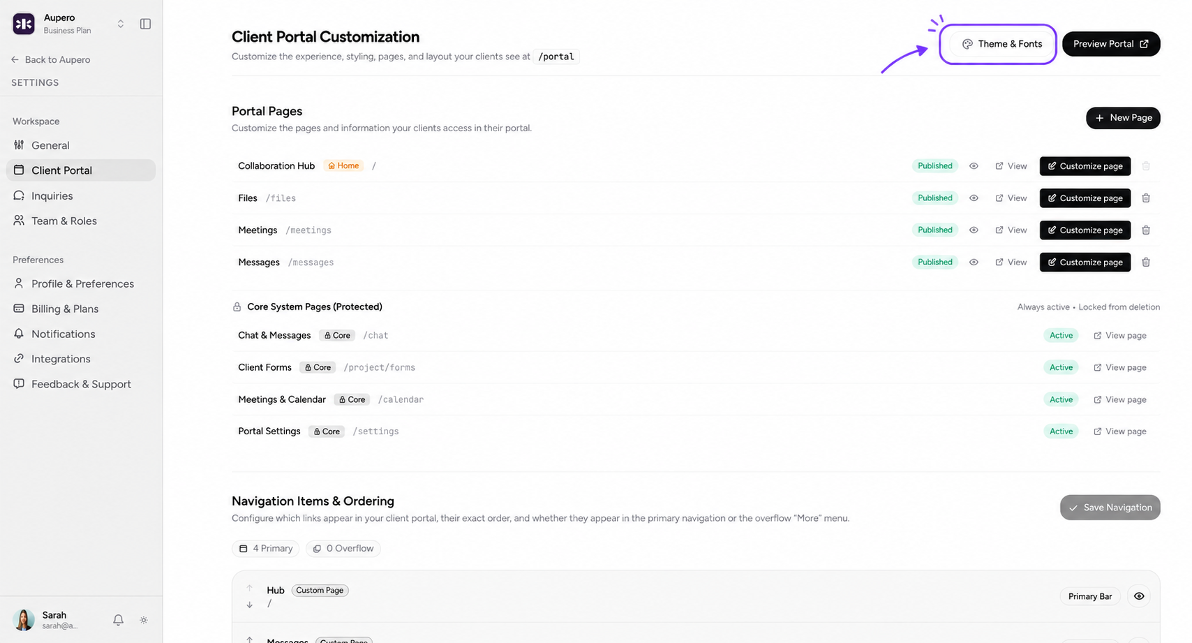 Click on theme and fonts