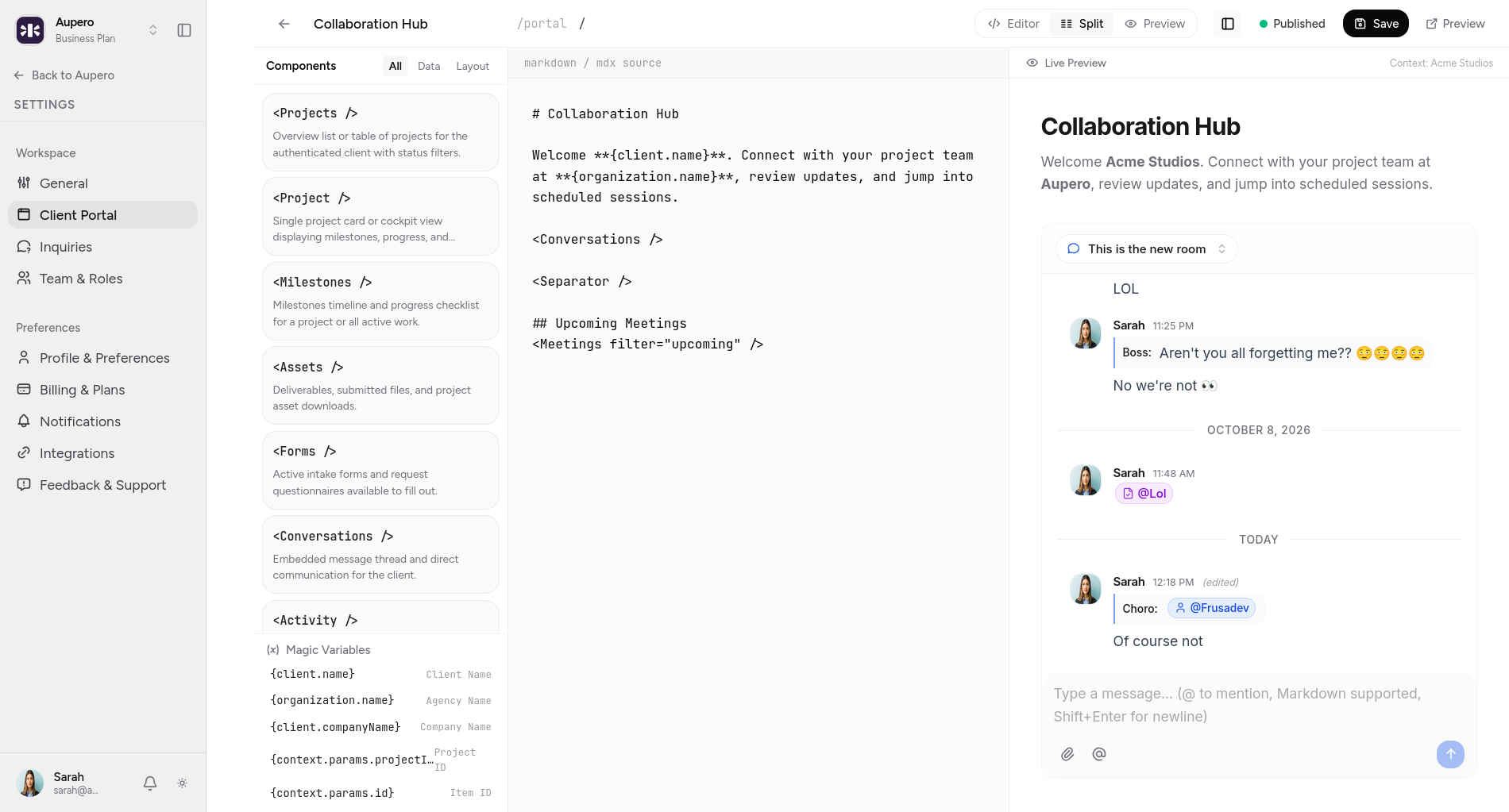 Customize portal page